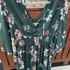 Floral cinched waist dress